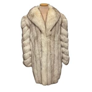 Saga Fox Silver Fox Fur Coat Women Size L